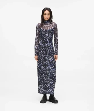 Allover-Print-Kleid aus Mesh