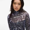 Allover-Print-Kleid aus Mesh