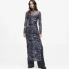 Allover-Print-Kleid aus Mesh