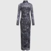 Allover-Print-Kleid aus Mesh