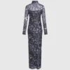 Allover-Print-Kleid aus Mesh