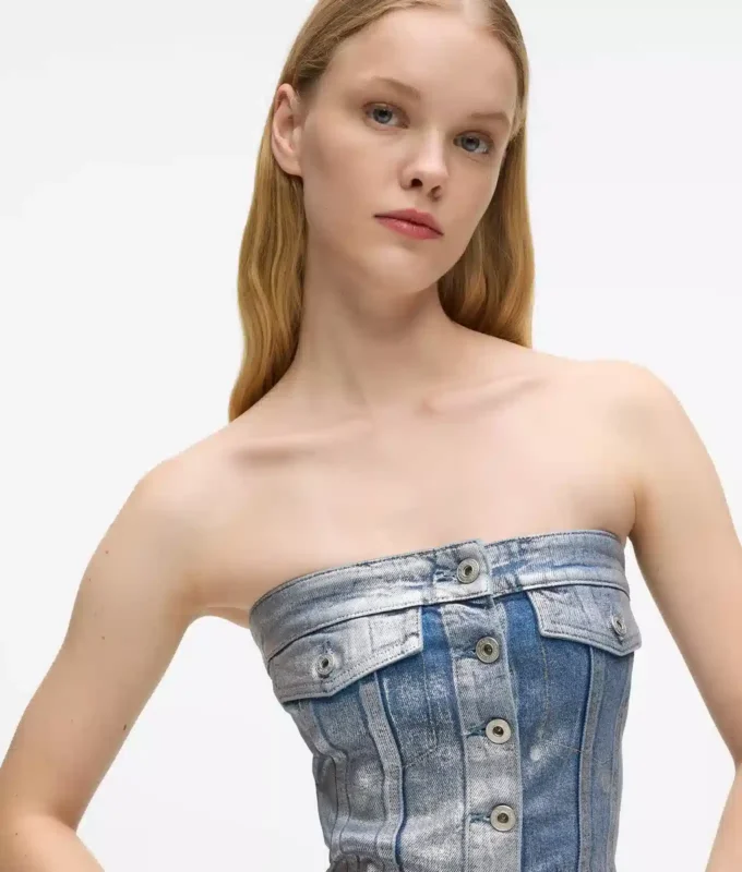 Beschichtetes Denim-Bustier