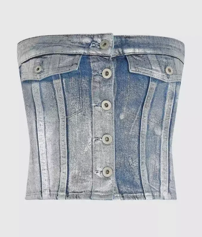 Beschichtetes Denim-Bustier