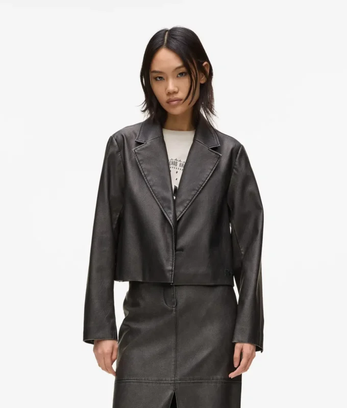 Blazer aus Kunstleder im Used-Look Blazer aus Kunstleder im Used-Look