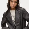 Blazer aus Kunstleder im Used-Look Blazer aus Kunstleder im Used-Look