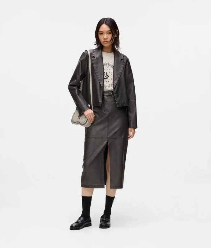 Blazer aus Kunstleder im Used-Look Blazer aus Kunstleder im Used-Look
