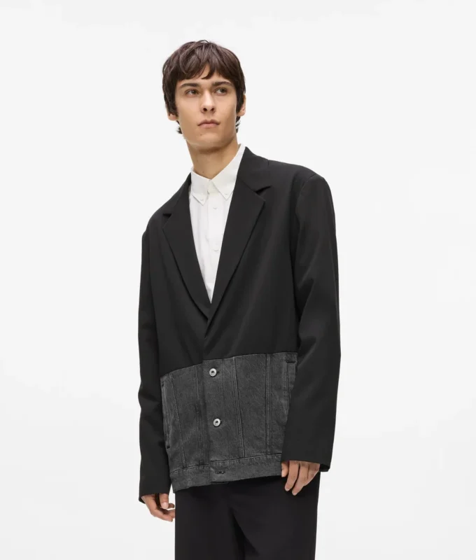 Blazer mit Denim-Einsatz Blazer mit Denim-Einsatz