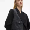 Blazer mit Denim-Einsatz