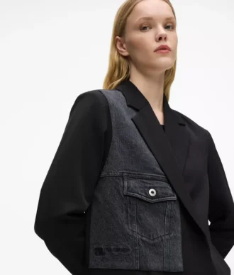 Blazer mit Denim-Einsatz