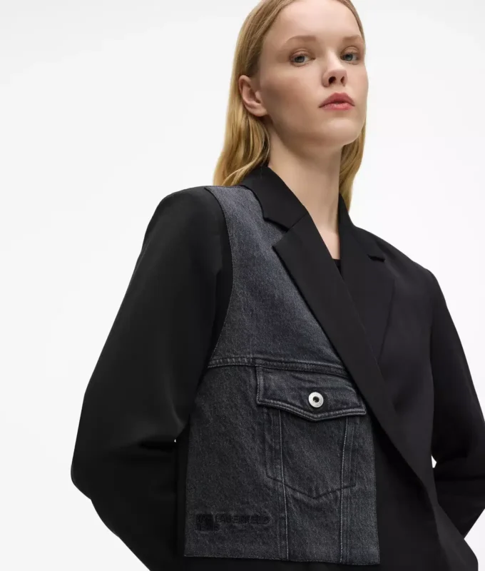 Blazer mit Denim-Einsatz