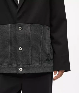 Blazer mit Denim-Einsatz