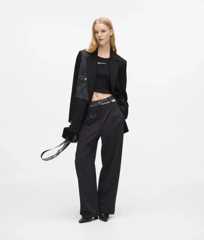 Blazer mit Denim-Einsatz
