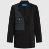 Blazer mit Denim-Einsatz