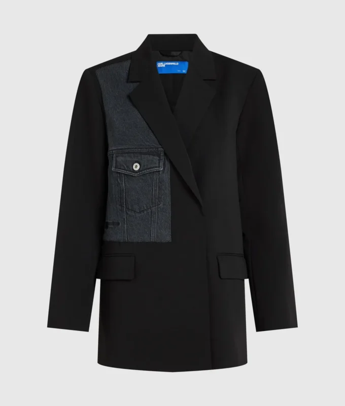 Blazer mit Denim-Einsatz