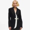 Blazer mit Gürtel und kontrastierendem Revers Blazer mit Gürtel und kontrastierendem Revers