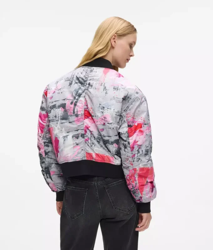 Bomberjacke mit Allover-Lackprint