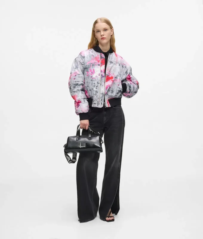 Bomberjacke mit Allover-Lackprint