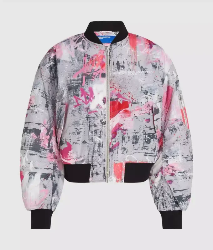 Bomberjacke mit Allover-Lackprint