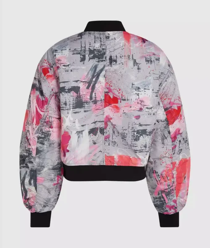 Bomberjacke mit Allover-Lackprint