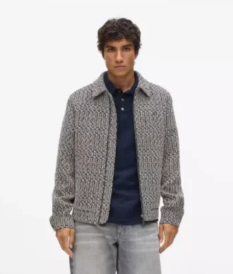 Bouclé-Tweedjacke mit Reißverschluss