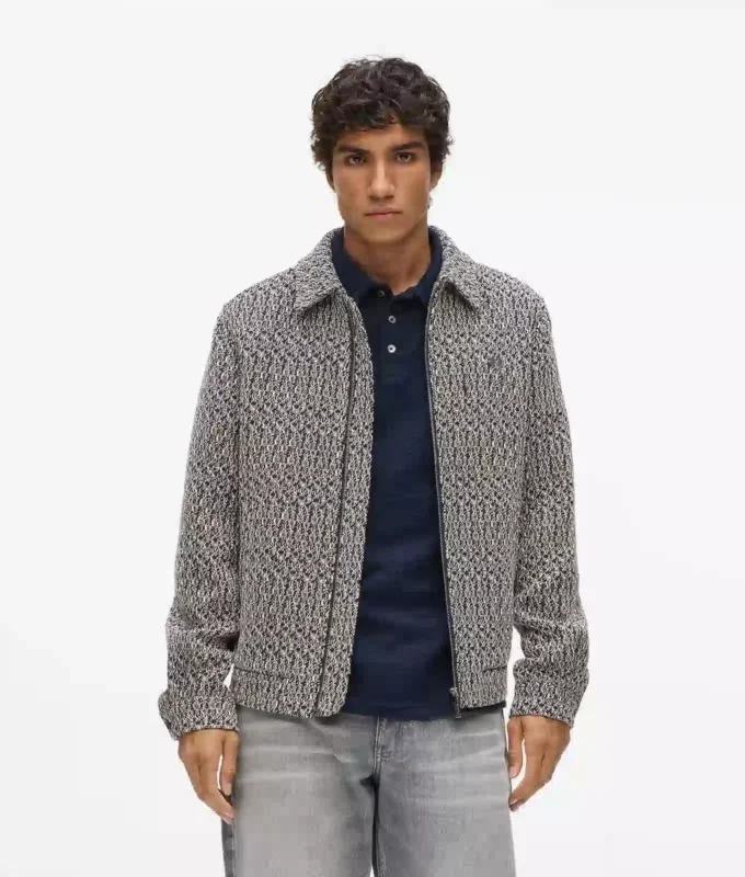 Bouclé-Tweedjacke mit Reißverschluss Bouclé-Tweedjacke mit Reißverschluss