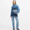 Bowlingtasche aus Denim mit Schnallen Bowlingtasche aus Denim mit Schnallen