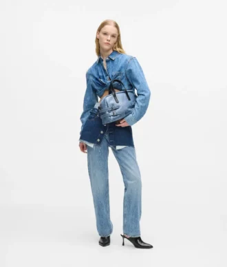 Bowlingtasche aus Denim mit Schnallen