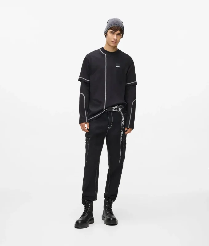 Cargohose mit Kontrastnähten