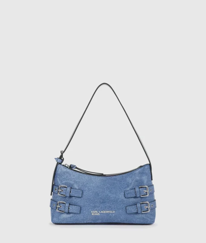 Denim-Schultertasche mit Schnalle Denim-Schultertasche mit Schnalle