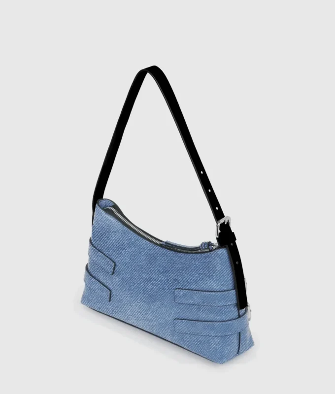 Denim-Schultertasche mit Schnalle Denim-Schultertasche mit Schnalle