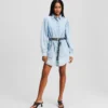 DENIM-SHIRTKLEID MIT PUFFÄRMEN DENIM-SHIRTKLEID MIT PUFFÄRMEN