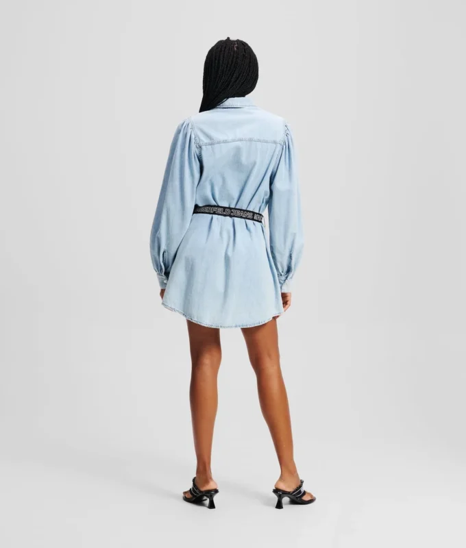 DENIM-SHIRTKLEID MIT PUFFÄRMEN DENIM-SHIRTKLEID MIT PUFFÄRMEN
