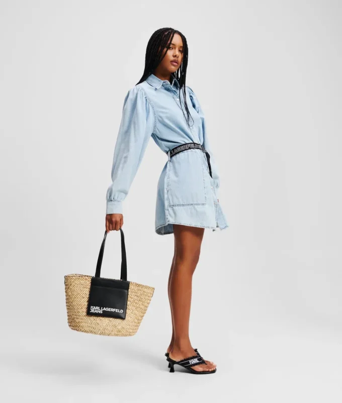 DENIM-SHIRTKLEID MIT PUFFÄRMEN DENIM-SHIRTKLEID MIT PUFFÄRMEN