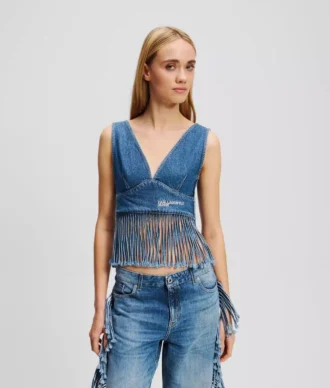 DENIM-TOP MIT FRANSEN