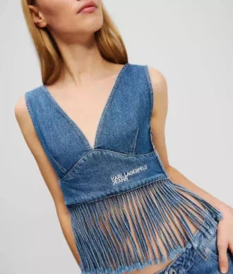 DENIM-TOP MIT FRANSEN