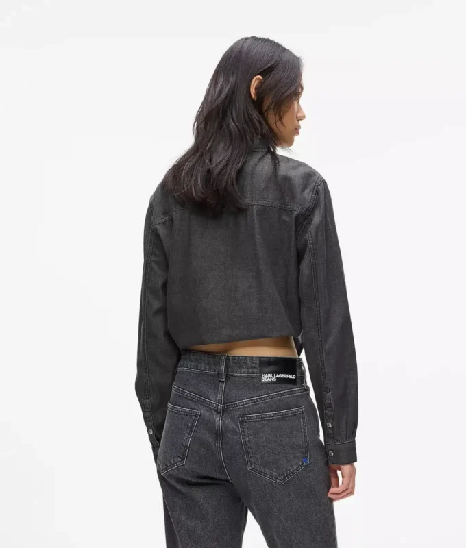 Denimhemd mit Bindeband vorne Denimhemd mit Bindeband vorne