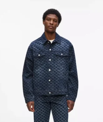 Denimjacke mit durchgehendem Monogramm-Print