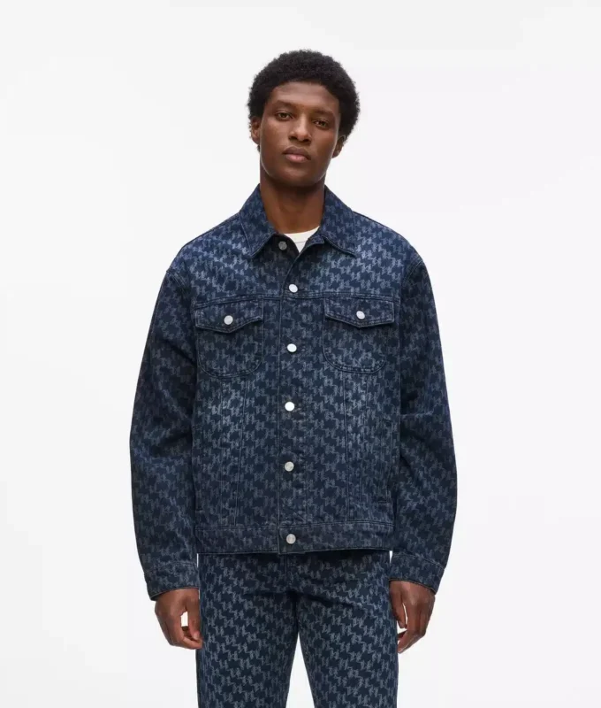 Denimjacke mit durchgehendem Monogramm-Print Denimjacke mit durchgehendem Monogramm-Print