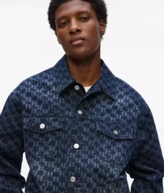 Denimjacke mit durchgehendem Monogramm-Print