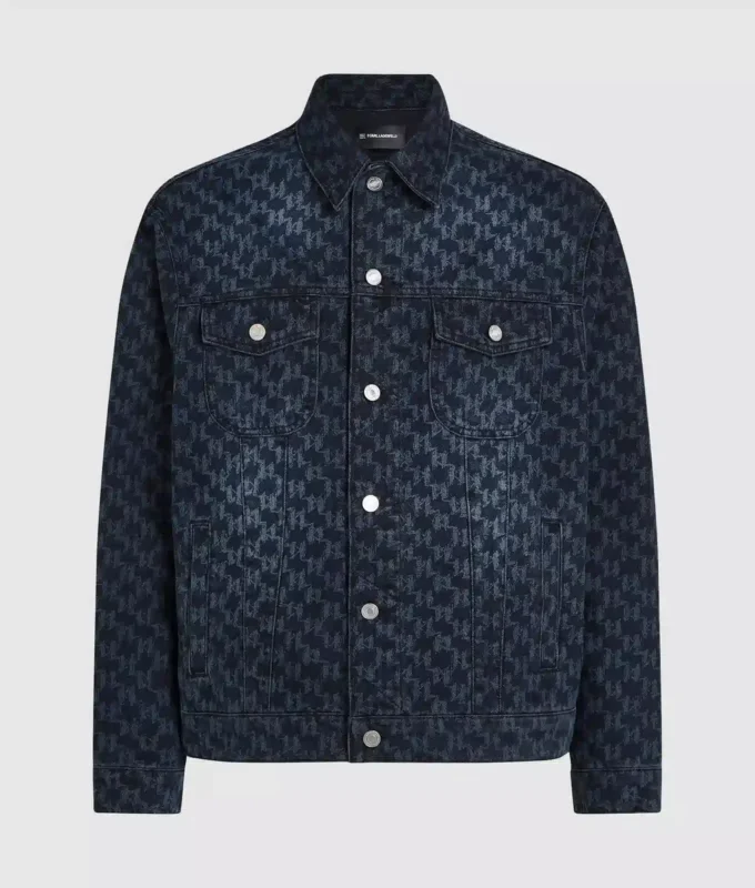 Denimjacke mit durchgehendem Monogramm-Print Denimjacke mit durchgehendem Monogramm-Print