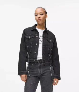 Denimjacke mit Schnürung