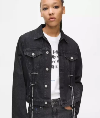 Denimjacke mit Schnürung
