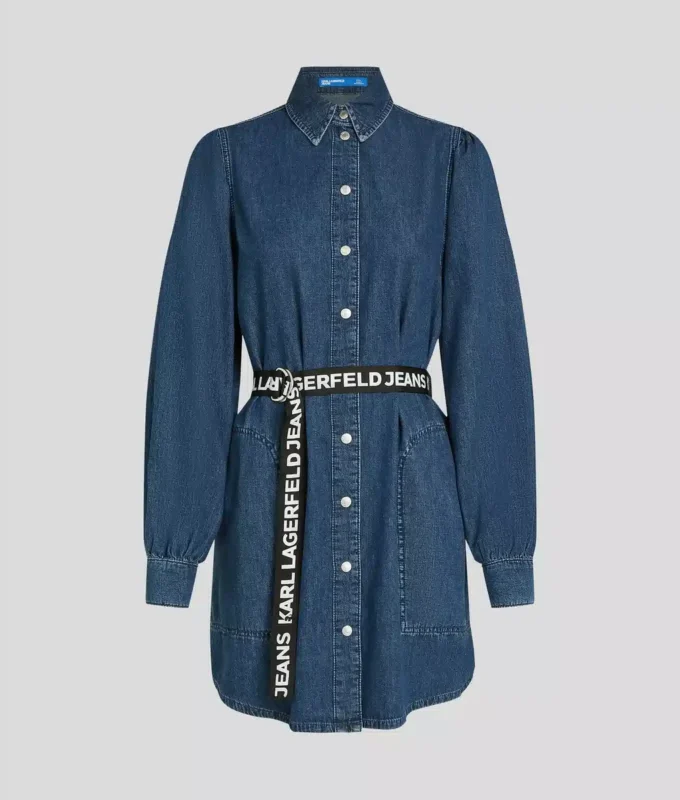 DENIMKLEID MIT PUFFÄRMEN DENIMKLEID MIT PUFFÄRMEN