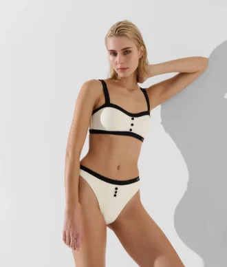 EINFARBIGES BANDEAU-BIKINI-OBERTEIL