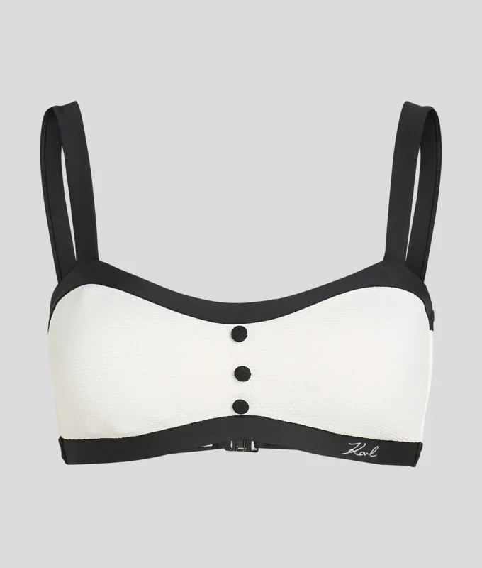 EINFARBIGES BANDEAU-BIKINI-OBERTEIL
