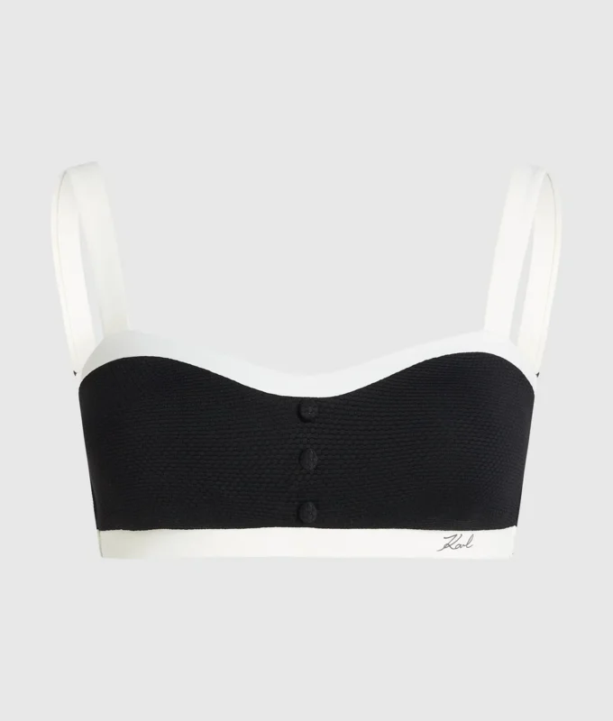 EINFARBIGES BANDEAU-BIKINI-OBERTEIL
