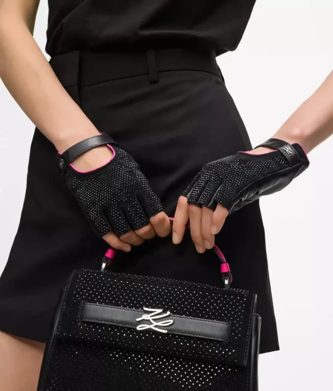Exklusive fingerlose Handschuhe mit Strasssteinen von K/Autograph Exklusive fingerlose Handschuhe mit Strasssteinen von K/Autograph