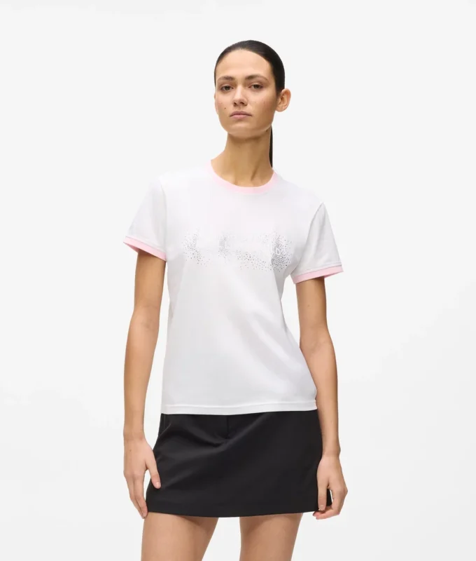 Exklusives T-Shirt mit Strass-Logo Exklusives T-Shirt mit Strass-Logo