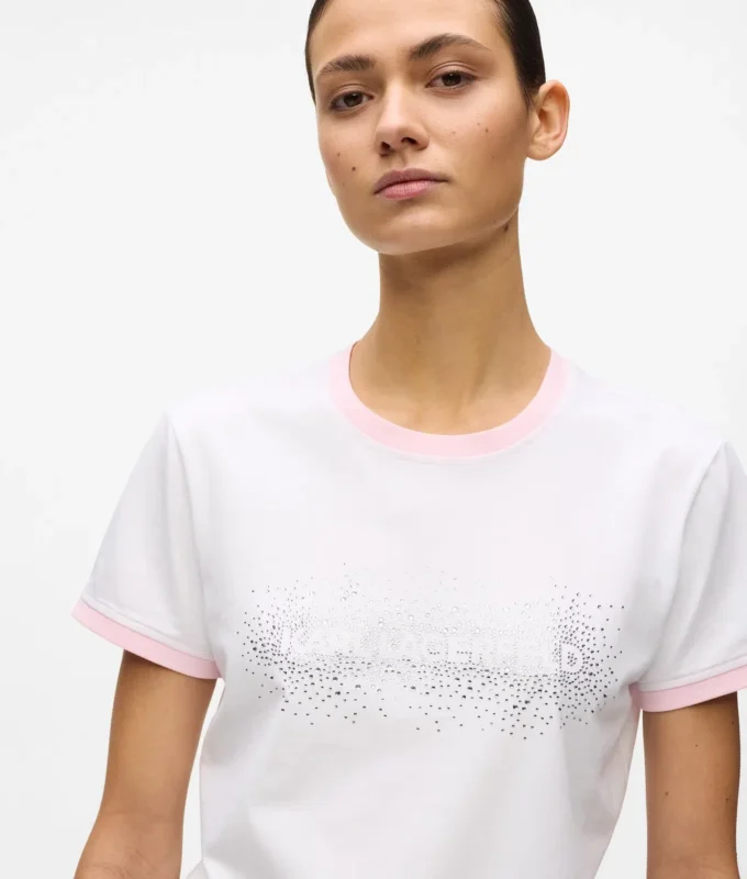 Exklusives T-Shirt mit Strass-Logo Exklusives T-Shirt mit Strass-Logo