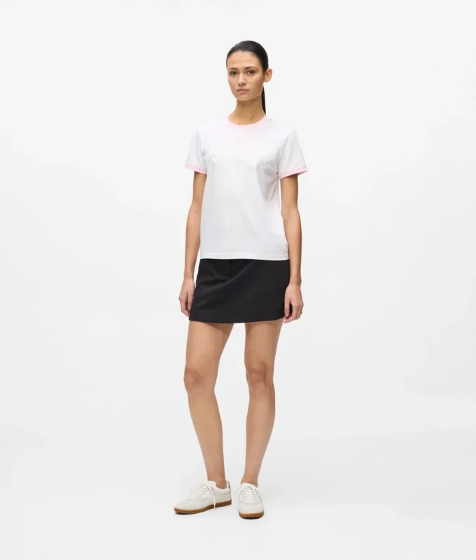 Exklusives T-Shirt mit Strass-Logo Exklusives T-Shirt mit Strass-Logo